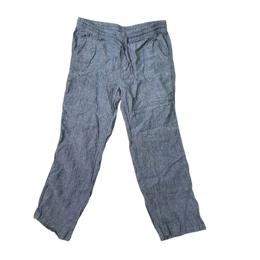 LL Bean Premium Washable Linen Pull-On Pants Bright Mariner Women's 12 Tall